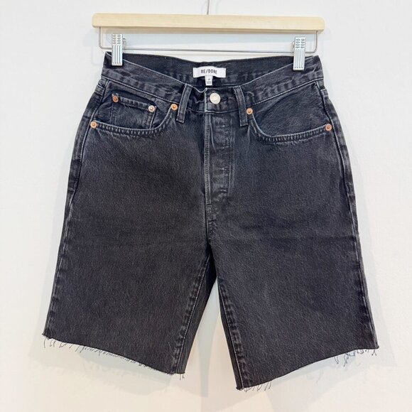 NWT Re/Done Denim 90s Comfy Jean Shorts Long Bermuda Summer Casual Black New 24 - Picture 2 of 10